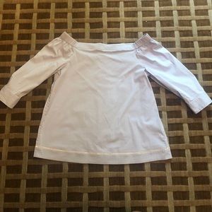 THEORY off-shoulder blouse powder blue